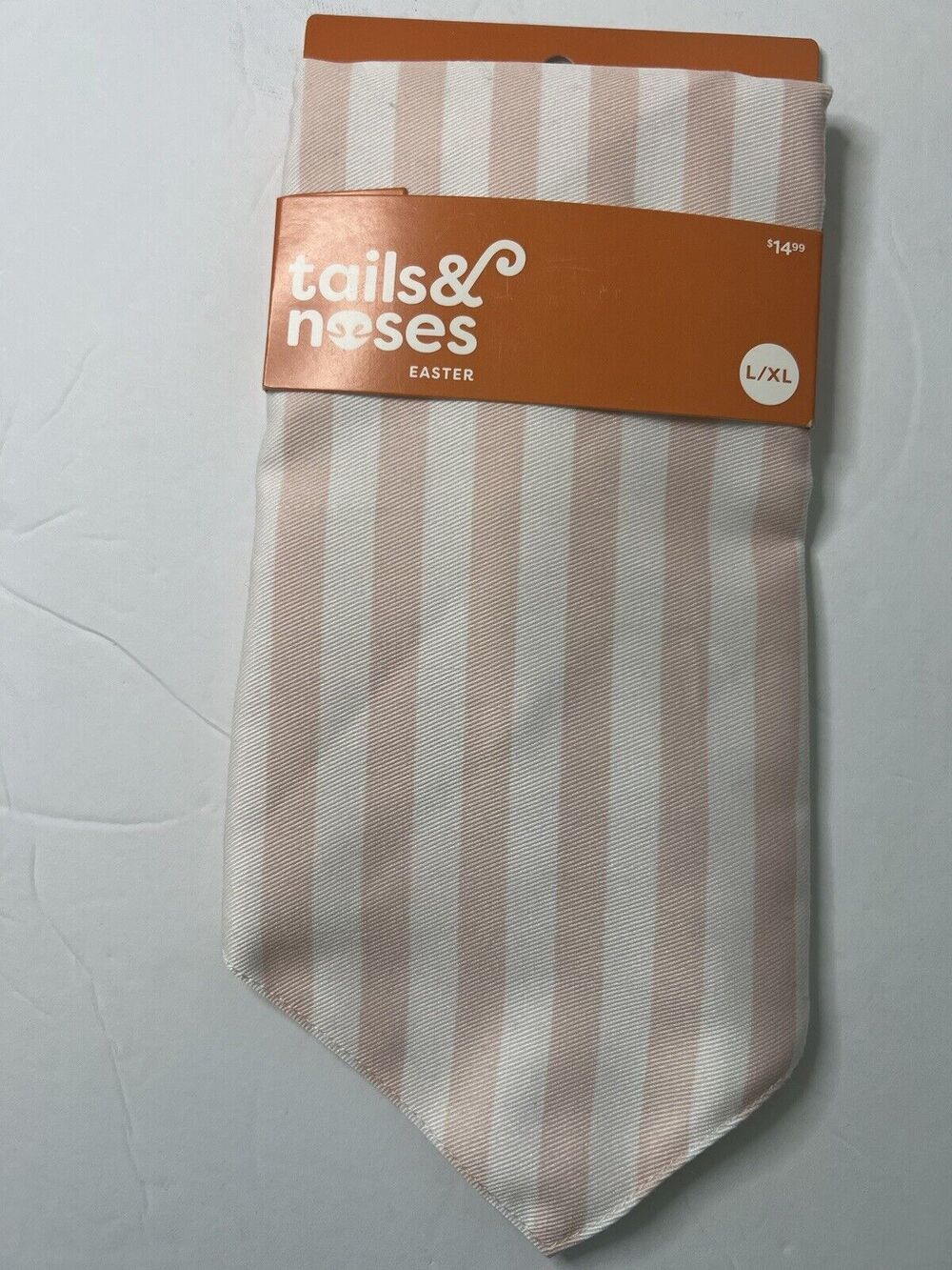 Tails & Noses - Easter Pink & White Stripe Pet Dog Bandana Size: L/XL